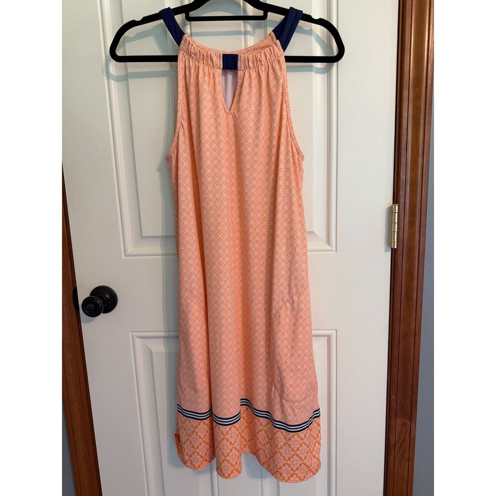 Cabana Life Woman's Orange Halter Print Mini Dress L